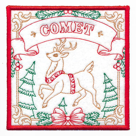 Santa's Reindeer Team Coaster - Comet (In-the-Hoop)