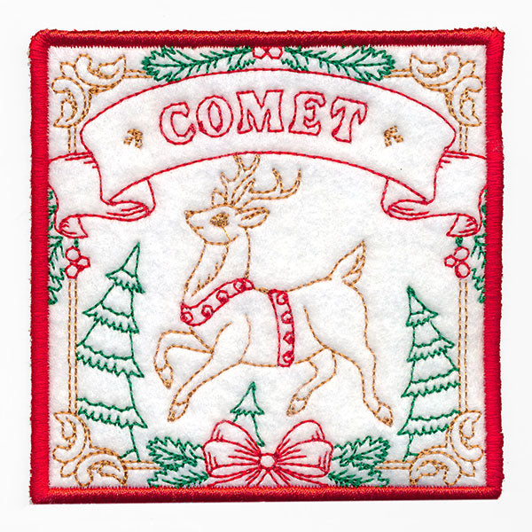 Santa's Reindeer Team Coaster - Comet (In-the-Hoop)