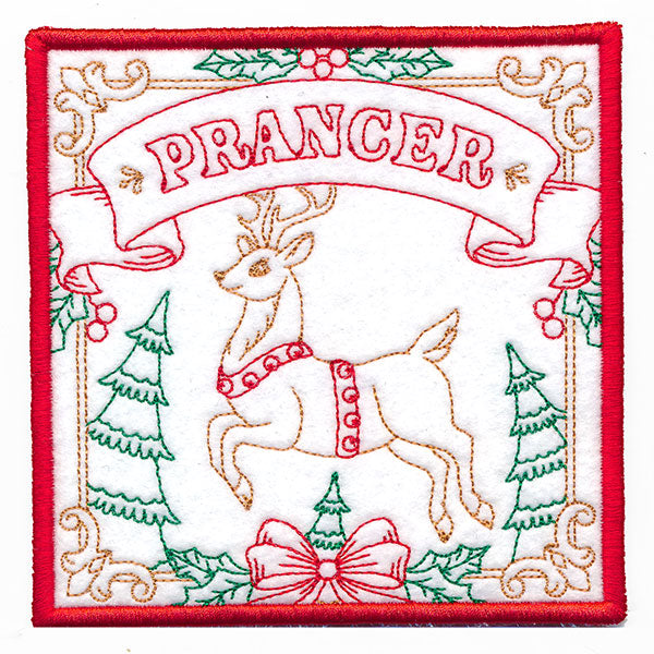 Santa's Reindeer Team Coaster - Prancer (In-the-Hoop)