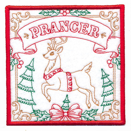 Santa's Reindeer Team Coaster - Prancer (In-the-Hoop)