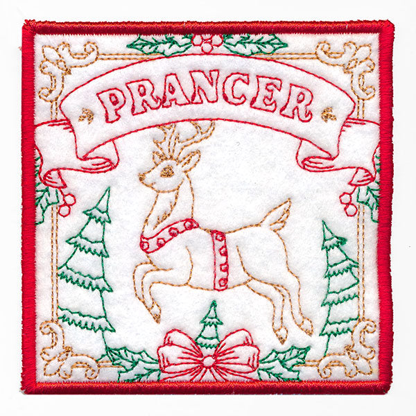 Santa's Reindeer Team Coaster - Prancer (In-the-Hoop)