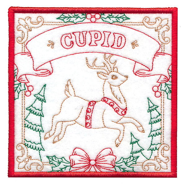 Santa's Reindeer Team Coaster - Cupid (In-the-Hoop)