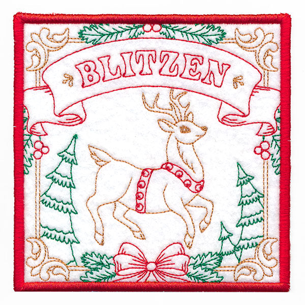 Santa's Reindeer Team Coaster - Blitzen (In-the-Hoop)
