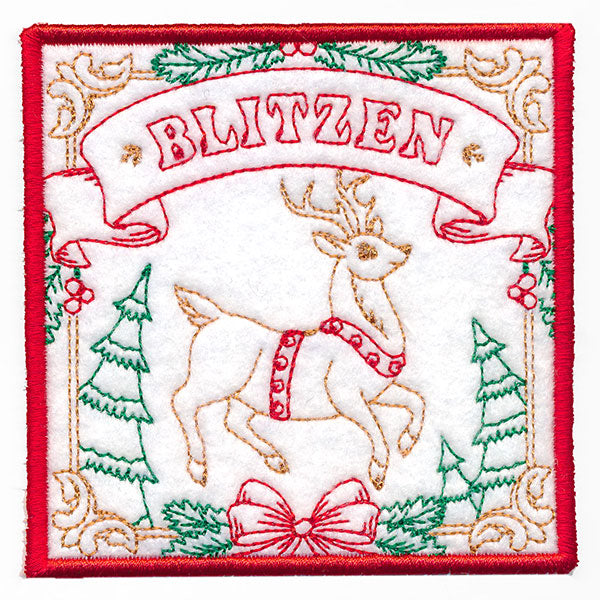Santa's Reindeer Team Coaster - Blitzen (In-the-Hoop)