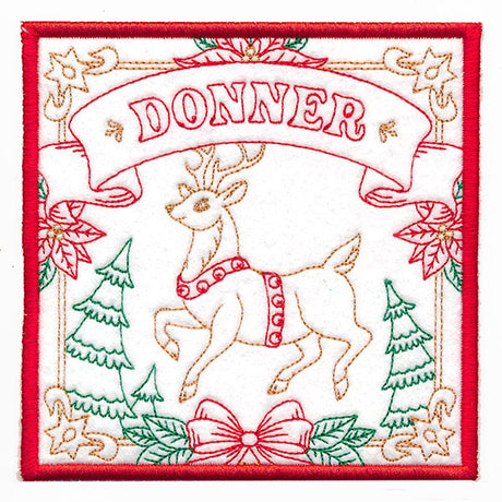 Santa's Reindeer Team Coaster - Donner (In-the-Hoop)