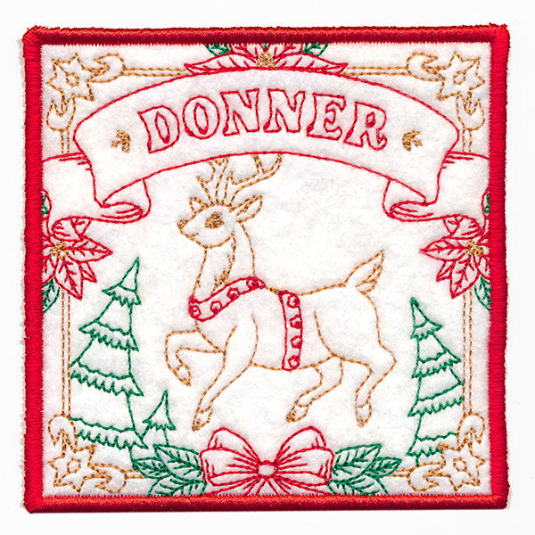 Santa's Reindeer Team Coaster - Donner (In-the-Hoop)