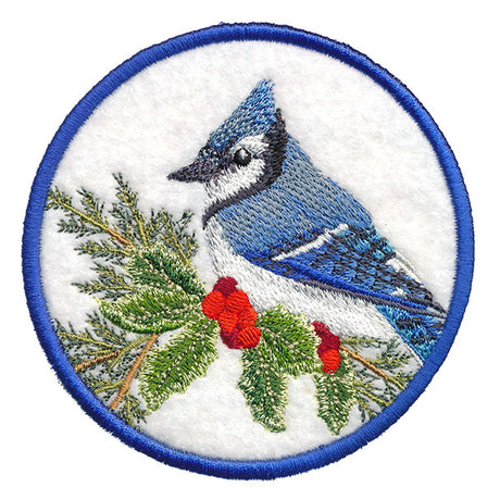 Winter Cheer Coaster - Blue Jay (In-the-Hoop)