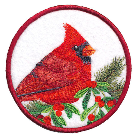 Winter Cheer Coaster - Cardinal (In-the-Hoop)