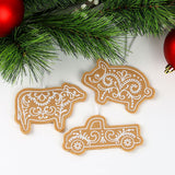 Farm Gingerbread Cookie Ornament - Retro Truck (In-the-Hoop)