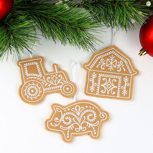 Farm Gingerbread Cookie Ornament - Retro Truck (In-the-Hoop)