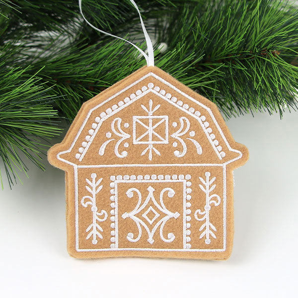 Farm Gingerbread Cookie Ornament - Barn (In-the-Hoop)