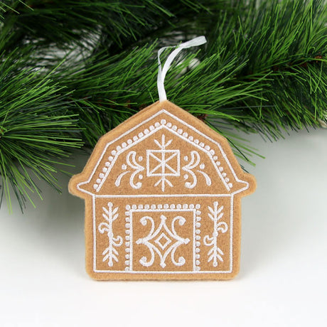 Farm Gingerbread Cookie Ornament - Barn (In-the-Hoop)