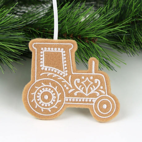 Farm Gingerbread Cookie Ornament - Tractor (In-the-Hoop)