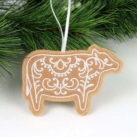 Farm Gingerbread Cookie Ornament - Cow (In-the-Hoop)