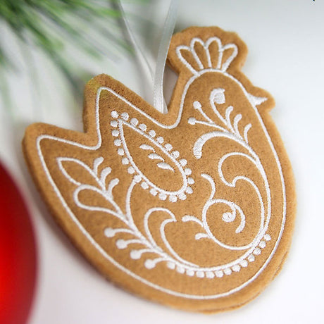 Farm Gingerbread Cookie Ornament - Chicken (In-the-Hoop)