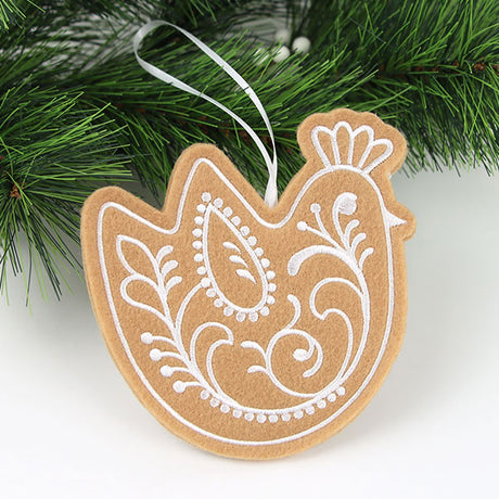 Farm Gingerbread Cookie Ornament - Chicken (In-the-Hoop)
