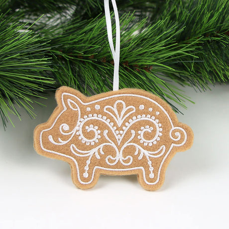 Farm Gingerbread Cookie Ornament - Pig (In-the-Hoop)