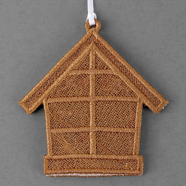 Gingerbread House Photo Frame Ornament (Lace)