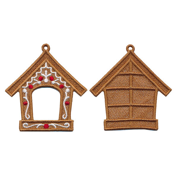 Gingerbread House Photo Frame Ornament (Lace)