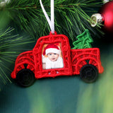 Christmas Retro Truck Photo Frame Ornament (Lace)