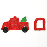 Christmas Retro Truck Photo Frame Ornament (Lace)