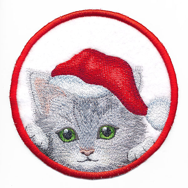 Here Christmas Kitty Kitty Coaster 2 (In-the-Hoop)