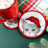 Here Christmas Kitty Kitty Coaster 2 (In-the-Hoop)