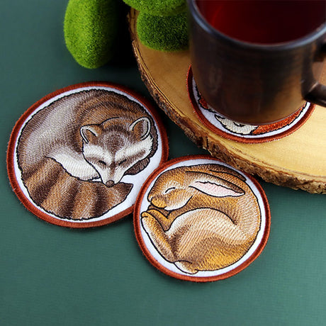 Sleeping Animal Coaster - Raccoon (In-the-Hoop)