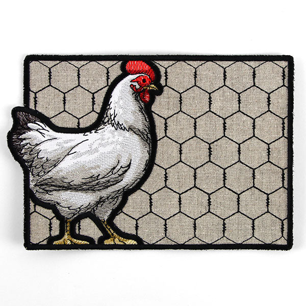 Farmhouse Chicken Mug Rug (In-the-Hoop)