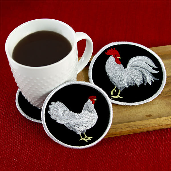 Leghorn Hen Coaster (In-the-Hoop)