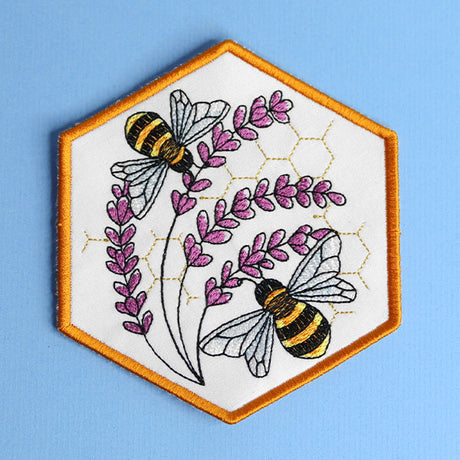 Oh Honey Bee & Lavender Coaster (In-the-Hoop)