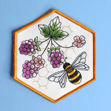 Oh Honey Bee & Blackberries Coaster (In-the-Hoop)