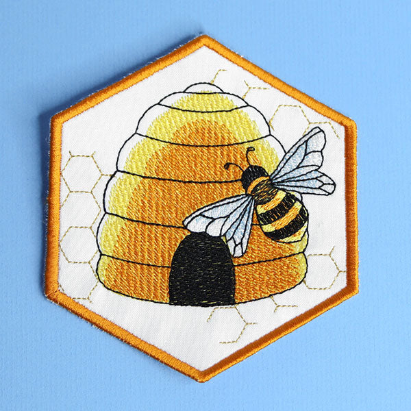 Oh Honey Bee & Hive Coaster (In-the-Hoop)