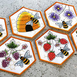 Oh Honey Bee & Hive Coaster (In-the-Hoop)