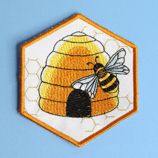 Oh Honey Bee & Hive Coaster (In-the-Hoop)