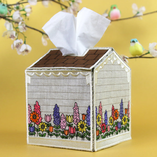 Floral Birdhouse Tissue Box (In-the-Hoop)