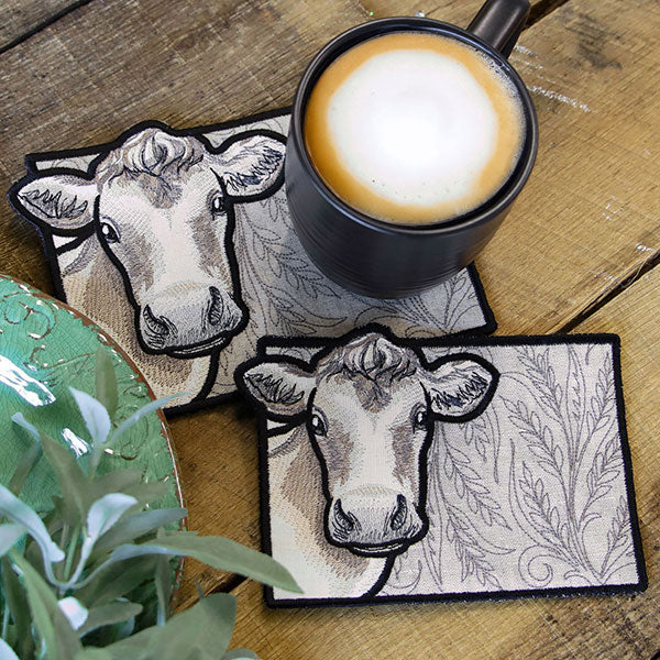 Country Farm Cow Mug Rug (In-the-Hoop) – Embroidery Library