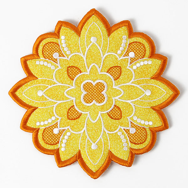Art Deco Autumn Sunflower Trivet (In-the-Hoop)
