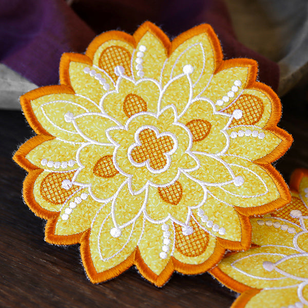 Art Deco Autumn Sunflower Trivet (In-the-Hoop)