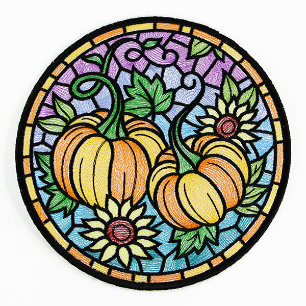 Stained Glass Autumn Pumpkin Trivet (In-the-Hoop)
