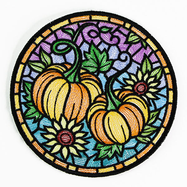 Stained Glass Autumn Pumpkin Trivet (In-the-Hoop)