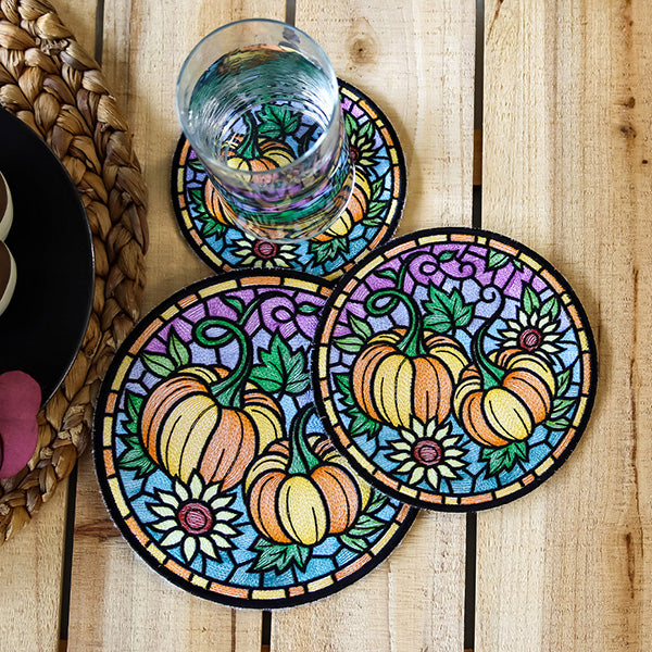 Stained Glass Autumn Pumpkin Trivet (In-the-Hoop)