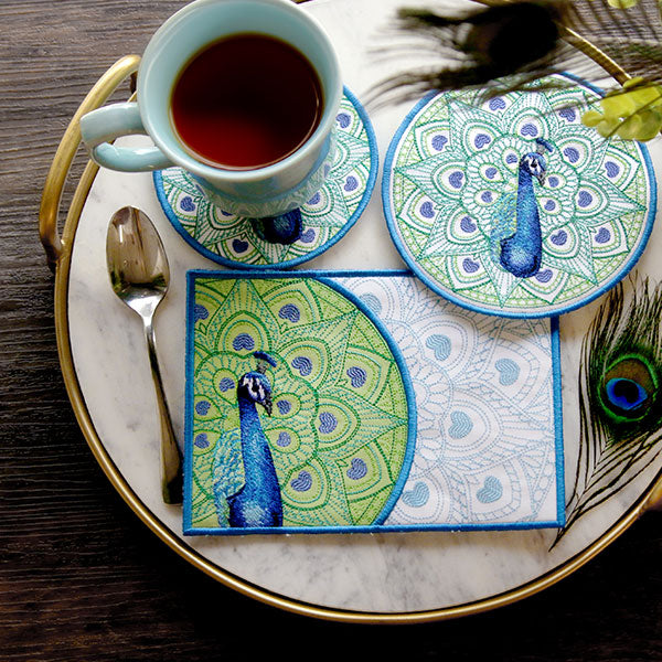 Proud as a Peacock Trivet (In-the-Hoop)