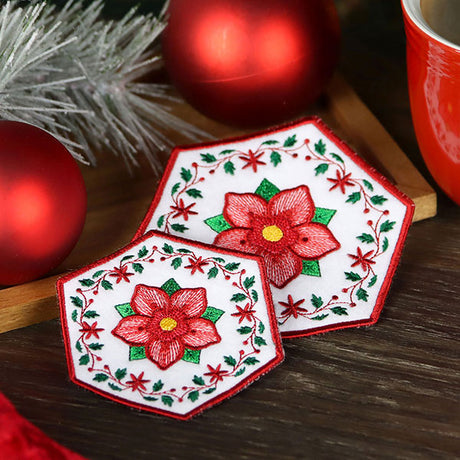 Christmas Rose Coaster (In-the-Hoop)