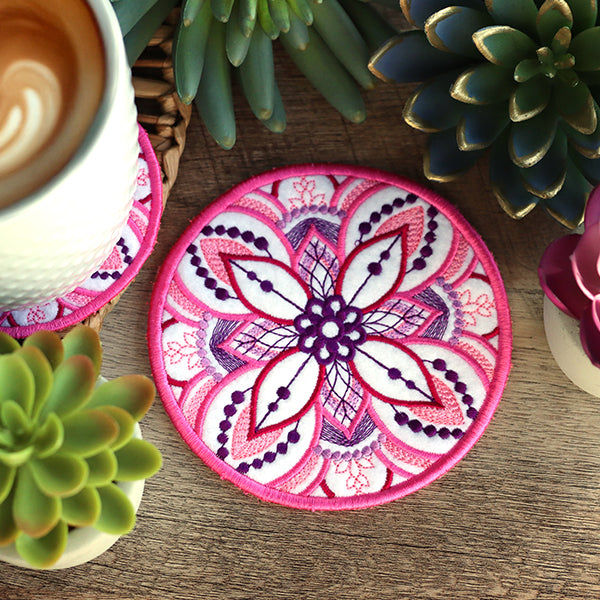 Bohemian Kaleidoscope Mandala Coaster (In-the-Hoop)