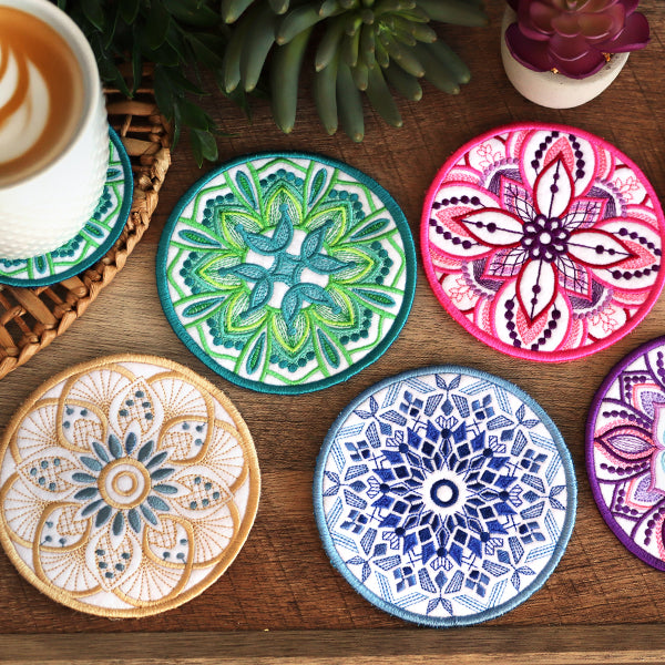 Bohemian Kaleidoscope Mandala Coaster (In-the-Hoop)