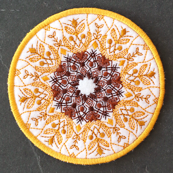 Sunflower Kaleidoscope Coaster (In-the-Hoop)