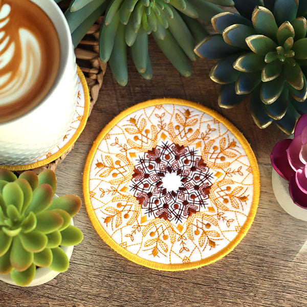 Sunflower Kaleidoscope Coaster (In-the-Hoop)