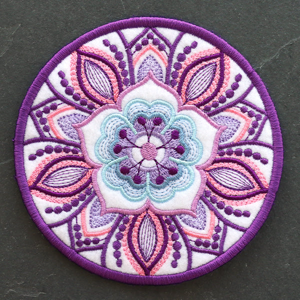 Bohemian Kaleidoscope Flower Coaster (In-the-Hoop)