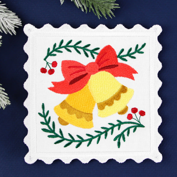 Christmas Stamp Coasters - Bells (In-the-Hoop)